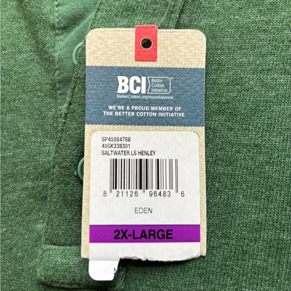 Nwt Mens Izod Saltwater Relaxed Classics Long Sleeve Green Henley Shirt Size XXL - Picture 5 of 6
